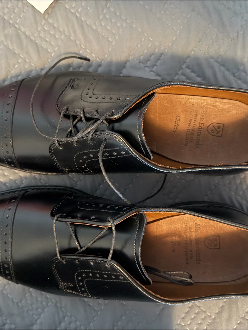 Allen Edmonds Black Cap-Toe Derby with Brogue Detailing